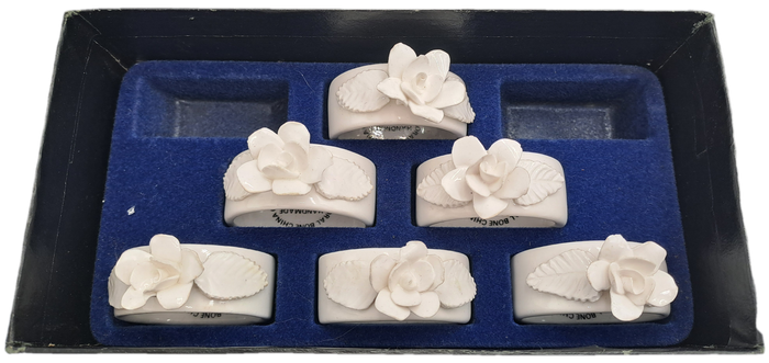 6 Handmade Floral Bone China Co.  Servette Rings Durban - Boxed