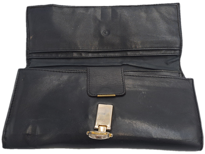 Pre-owned Elite Nappa Ladies Leather Clutch Purse -Black