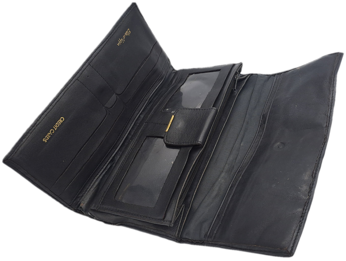 Pre-owned Elite Nappa Ladies Leather Clutch Purse -Black