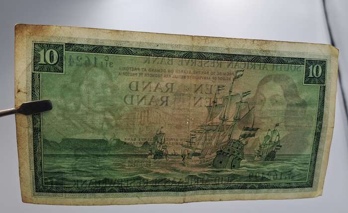 1975-1976 Ten Rand Note -T.W. de Jongh, Watermark van Riebeeck-English-Afrikaans -C/311 162499
