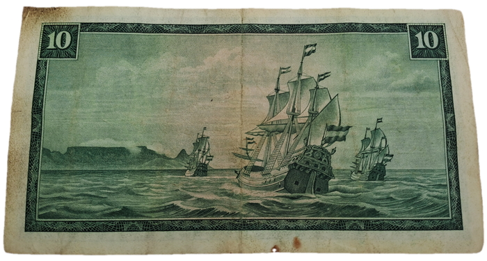 1975-1976 Ten Rand Note -T.W. de Jongh, Watermark van Riebeeck-Afrikaans-English -C/404 270207