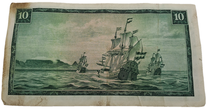 1975-1976 Ten Rand Note -T.W. de Jongh, Watermark van Riebeeck-English-Afrikaans -C/415 477333