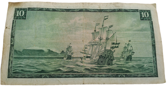 1975-1976 Ten Rand Note -T.W. de Jongh, Watermark van Riebeeck-English-Afrikaans -C/311 162499