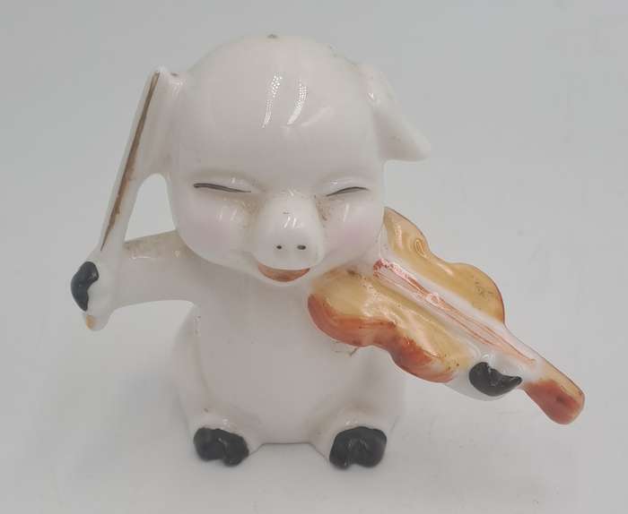 5 Vintage Japanese Elweco Pig Musician Figurines 7cm tall