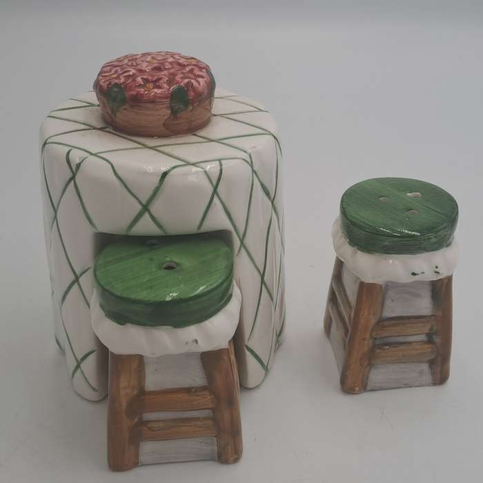 Alco Salt & Pepper Shaker 3-Pc Set Cafe Table with Barstools.