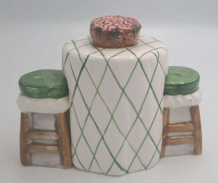 Alco Salt & Pepper Shaker 3-Pc Set Cafe Table with Barstools.