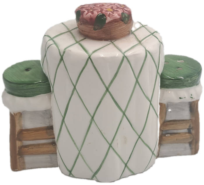 Alco Salt & Pepper Shaker 3-Pc Set Cafe Table with Barstools.