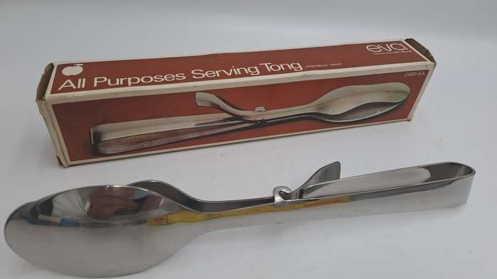 Vintage EVA Stainless Steel All Purposes Serving Tong-Boxed -Made in Hong Kong