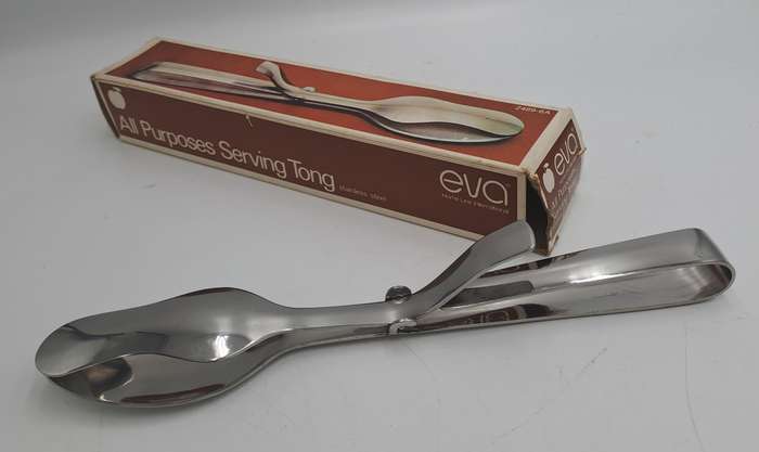 Vintage EVA Stainless Steel All Purposes Serving Tong-Boxed -Made in Hong Kong