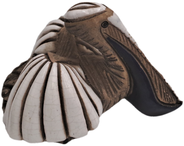 2 Vintage Artesania Rinconada Collectable Smiling Whale and Pelican Ceramic Figurines -Uruguay