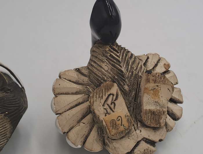 2 Vintage Artesania Rinconada Collectable Smiling Whale and Pelican Ceramic Figurines -Uruguay