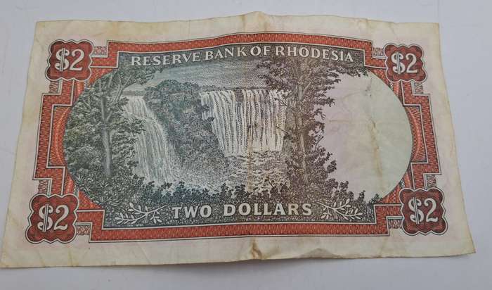 Rhodesia 1979 2 Dollars Circulated - Bird Watermark
