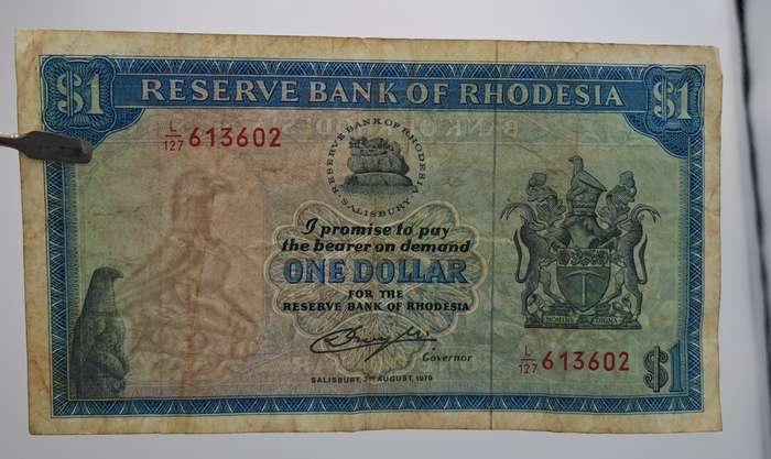 Rhodesia 1979 1 Dollars Circulated - Bird Watermark