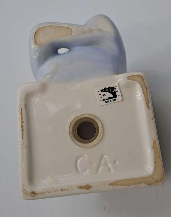 Vintage Clay Art Scale and Man In The Doghouse Salt and Pepper Shaker set