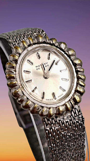 Vintage Swiss Made Rotary De Luxe Ladies Mechanical Watch-Working