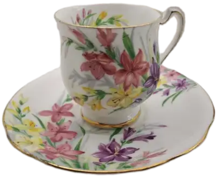 1950`s Royal Standard Garden Glory Demitasse 5 Cups ,6 Saucers (1 Cup chipped and 1 hairline Crack)