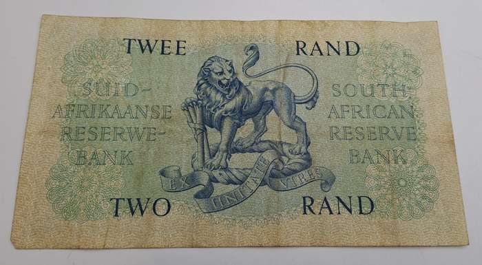 1962 South Africa  2 Rand Note Afrikaans -English -G Rissik
