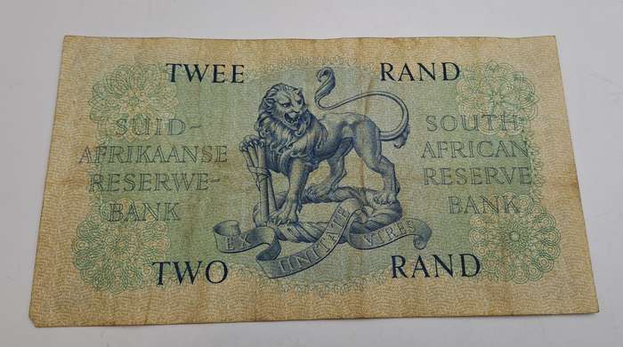 1962 South Africa  2 Rand Note Afrikaans -English -G Rissik