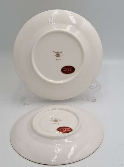 Vintage Gorham TRELLIS Fine China Tea Trio 24kt Gold Hand Banded Japan-Mint -5 Available