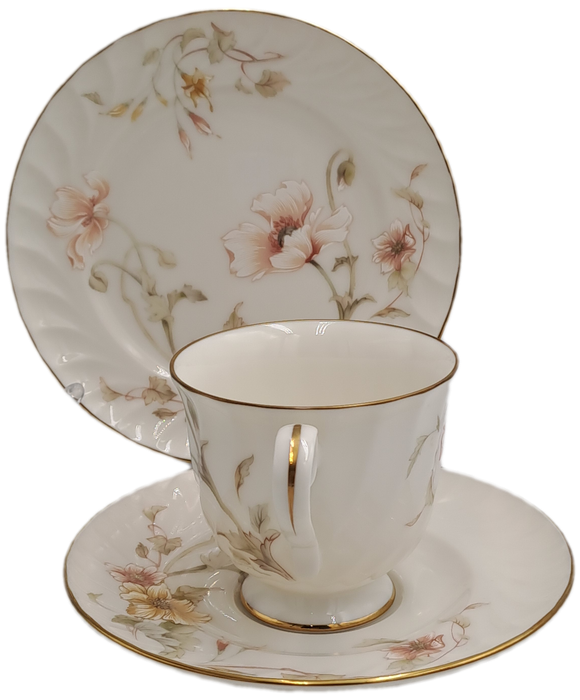 Vintage Gorham TRELLIS Fine China Tea Trio 24kt Gold Hand Banded Japan-Mint -5 Available