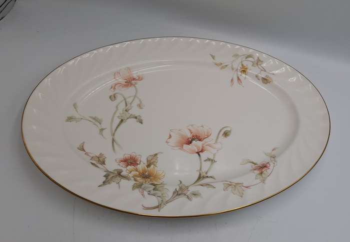 Vintage Gorham TRELLIS Fine China Oval Platter 24kt Gold Hand Banded Japan-Mint Condition-
