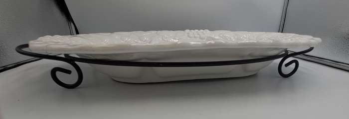 A Large Porcelain Woolworths Oval Serving Platter on Metal Stand Imported from Portugal