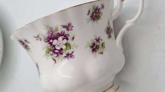 Vintage Royal Albert SWEET VIOLETS Tea Duo Bone China (The Cup has a hairline Crack)