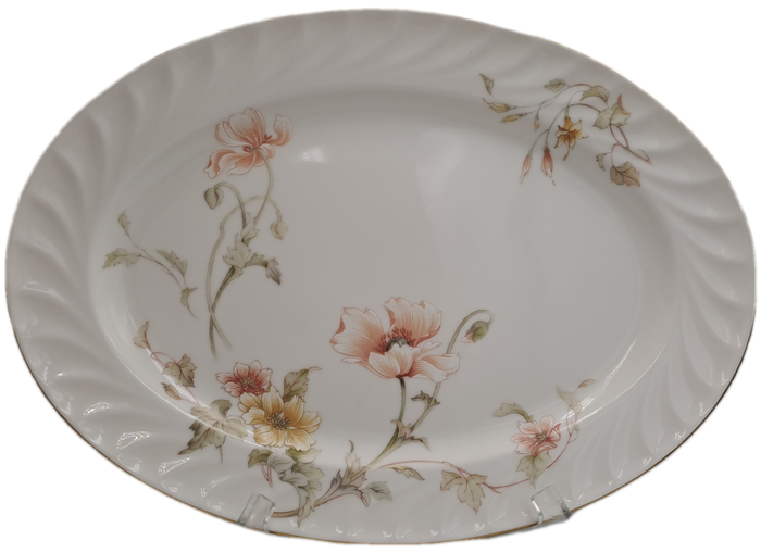 Vintage Gorham TRELLIS Fine China Oval Platter 24kt Gold Hand Banded Japan-Mint Condition-