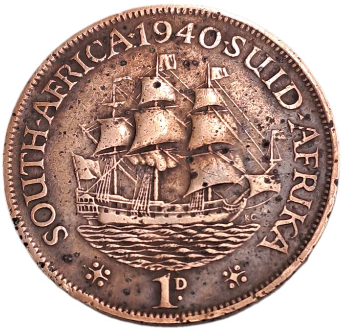 1940  South Africa Union 1 Penny - George VI-Circulated- 3591840 Minted