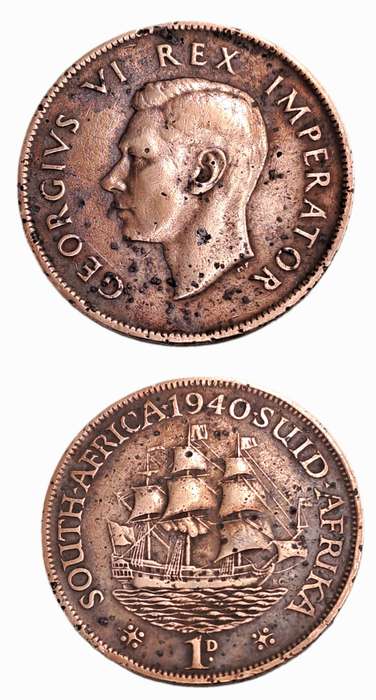1940  South Africa Union 1 Penny - George VI-Circulated- 3591840 Minted