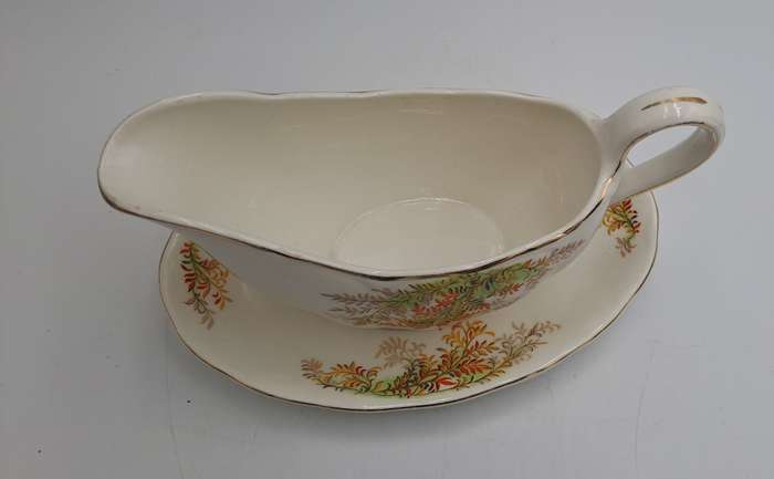 Vintage GRINDLEY Creampetal Gravy Boat with Saucer
