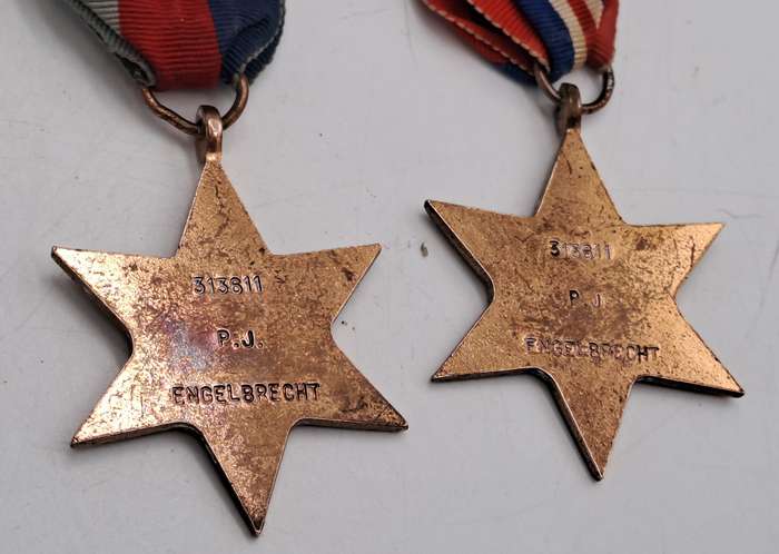 4 WW2 Medals issued to P.J Engelbrecht 313811