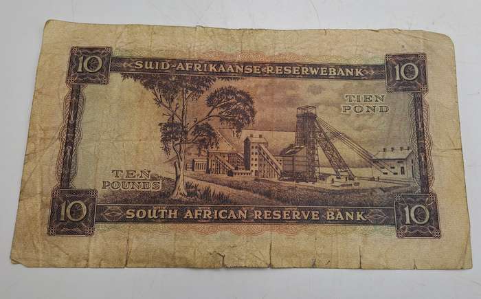 Rare!!! 1955 South Africa 10 Pounds Note Afrikaans-English-M.H de Kock