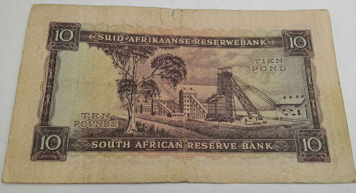 Rare!!! 1955 South Africa 10 Pounds Note Afrikaans-English-M.H de Kock