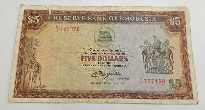 Rhodesia 1978 5 Dollar banknote