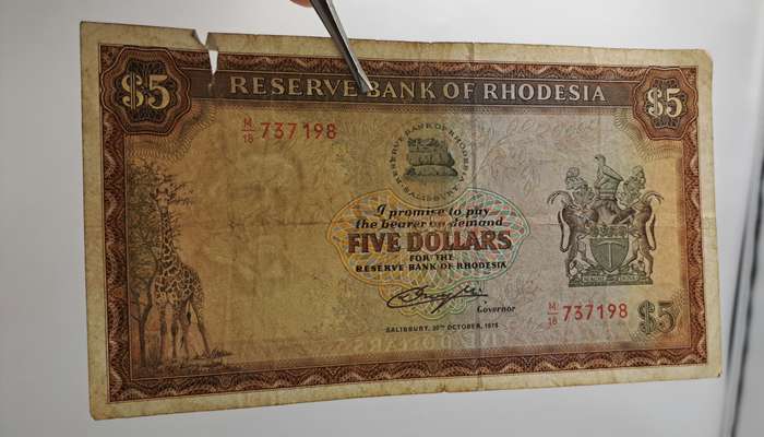 Rhodesia 1978 5 Dollar banknote
