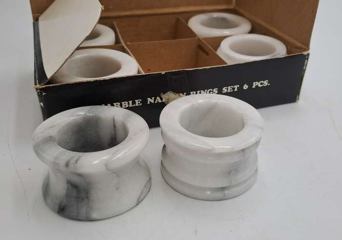 6 x Marble Napkin Rings-Boxed -