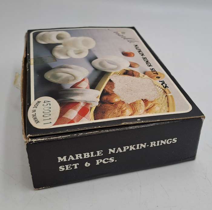 6 x Marble Napkin Rings-Boxed -