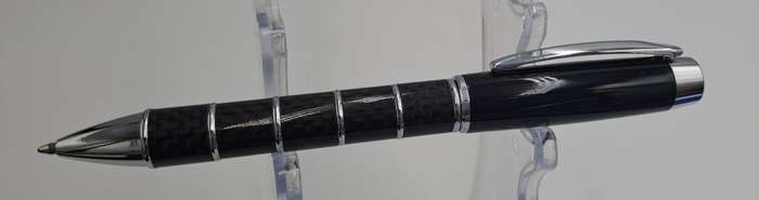 Black Brass Rollerball Pen With Chrome and Carbon Fibre Barrel  Parker Refill -Boxed