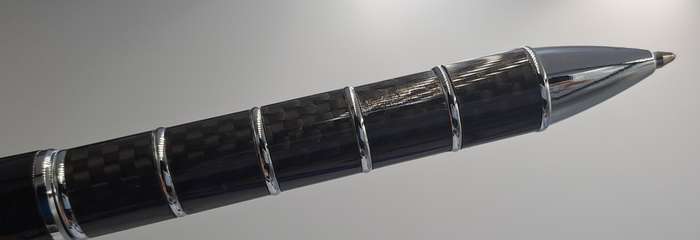 Black Brass Rollerball Pen With Chrome and Carbon Fibre Barrel  Parker Refill -Boxed