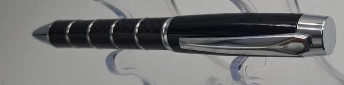 Black Brass Rollerball Pen With Chrome and Carbon Fibre Barrel  Parker Refill -Boxed