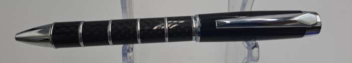 Black Brass Rollerball Pen With Chrome and Carbon Fibre Barrel  Parker Refill -Boxed