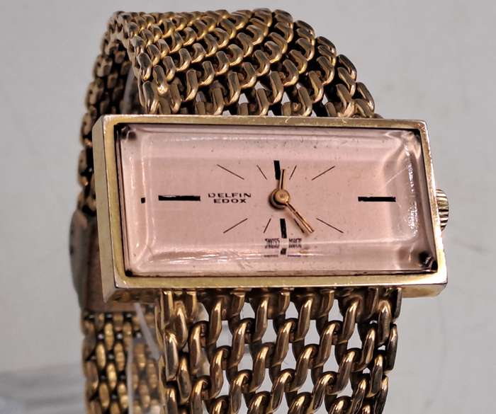Vintage Swiss Made Delfin Edox Ladies watch Gold Tone Mechanical Ladies watch-Working
