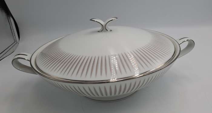 Vintage Noritake BIARRITZ 2 Round Covered Vegetable Tureens and 6 Flat Cream Soup Bowls