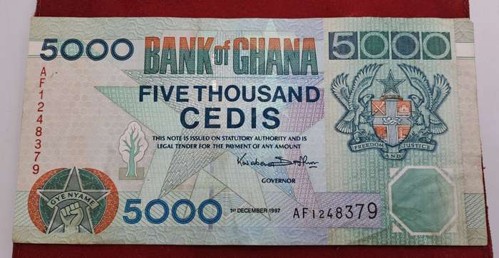 1997 Ghana (1957-date) 5000 Cedis Small Bank Note-