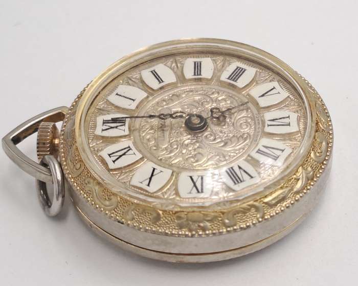 Vintage 1060's Swiss LAMAR Gold Tone Pendant windup watch -Roman Numerals- see condition