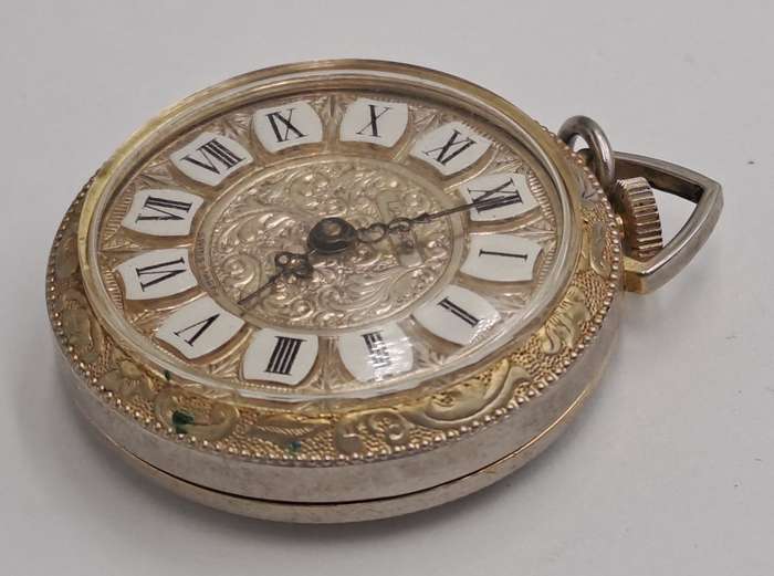 Vintage 1060's Swiss LAMAR Gold Tone Pendant windup watch -Roman Numerals- see condition