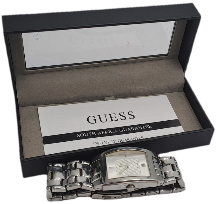 Pre-owned Guess steel men's watch - working