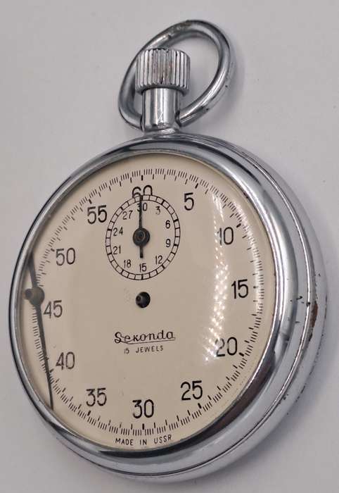 Vintage Sekonda Stop Watch -15 Jewels -Made in the USSR -NOT WORKING -For Repair or Spares