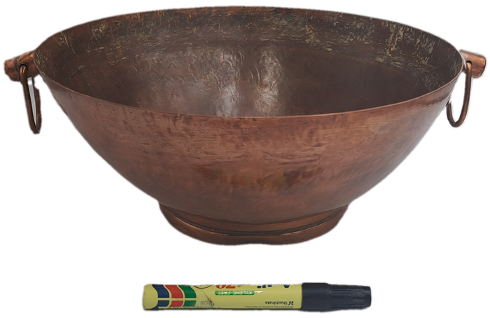 Large Original Vintage DE KLERK Red Copper Bowl with Handles 38cm x 31,8cm x 14,3cm